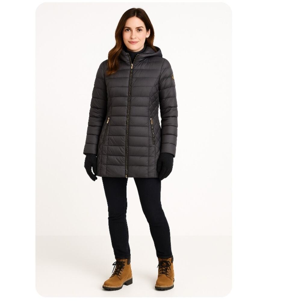 MICHAEL MICHAEL KORS Charcoal Gray Packable Down Jacket Size Small